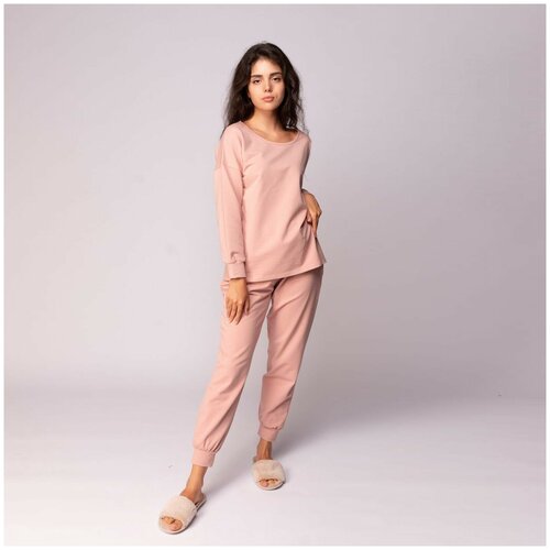 Комплект Sofi De MarkO, сорочка, брюки, джемпер, длинный рукав, трикотажная, размер XL, розовый