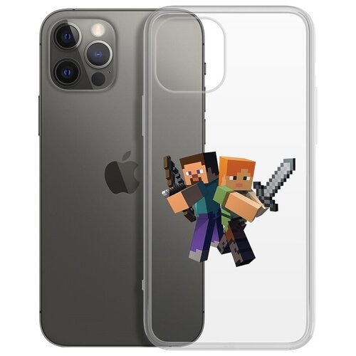 Чехол-накладка Krutoff Clear Case Стив и Алекс для iPhone 12 Pro Max чехол накладка krutoff clear case minecraft стив и алекс для realme c20