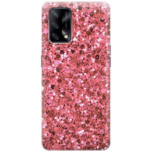 фото Силиконовый чехол на oppo a74 / оппо а74 с эффектом блеска "розовые пайетки gosso