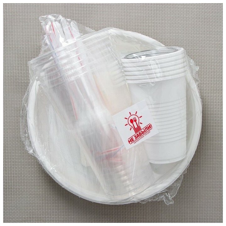 Набор одноразовой посуды "Биг-Пак №2", на 6 персон, цвет белый - фотография № 4