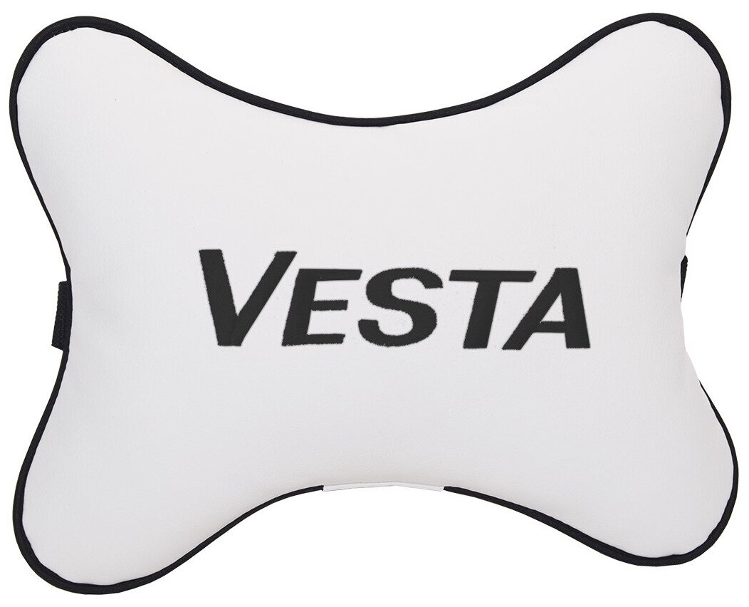 фото Автомобильная подушка на подголовник экокожа Milk с логотипом автомобиля LADA Vesta