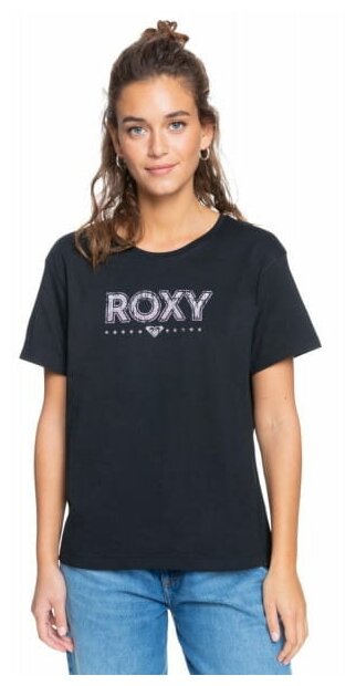 Футболка Roxy, хлопок, размер XS, черный