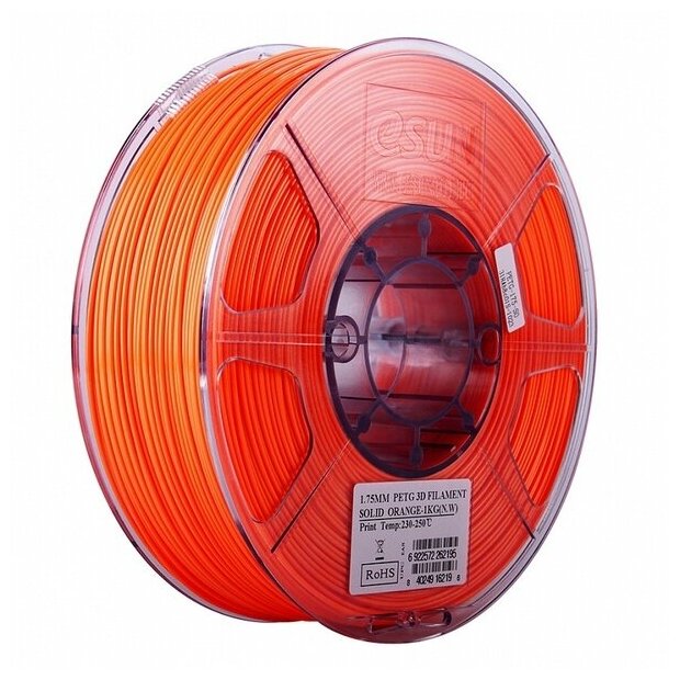 Катушка пластика PETG Esun 1.75 мм (1 кг) ярко-оранжевая