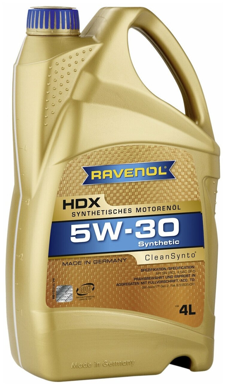 Синтетическое моторное масло RAVENOL HDX SAE 5W-30, 4 л