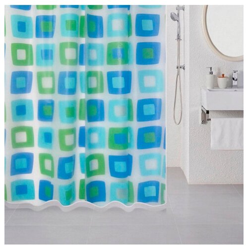 фото Штора для ванны wonderful cubes 180х180 см, голубой jinn