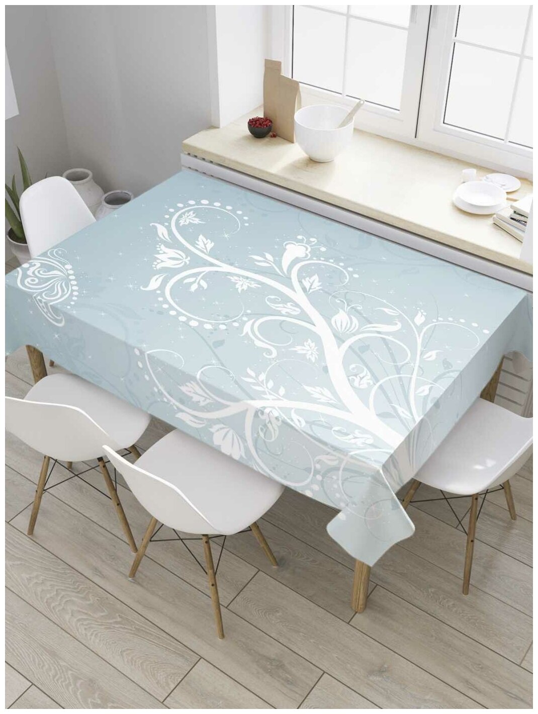 Скатерть прямоугольная JoyArty на кухонный стол "Узорная бабочка" из оксфорда, 120x145 см