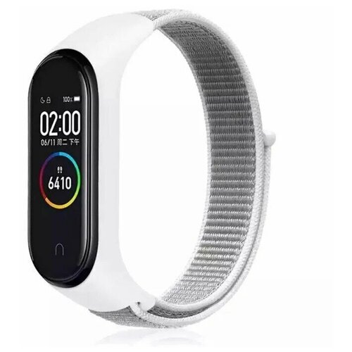 Нейлоновый ремешок на липучке для Xiaomi Mi Band 3 и 4 / Фитнес браслет для трекера Ксиоми, Сяоми ми Банд 3 и Ми Бенд 4 (Белый)