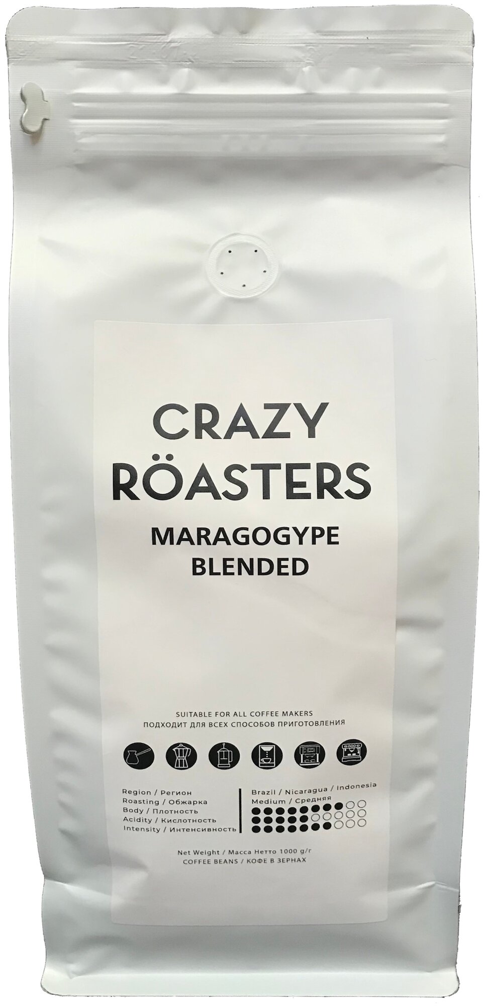 Кофе в зернах Crazy Roasters Maragogype Blended, 1 кг - фотография № 1