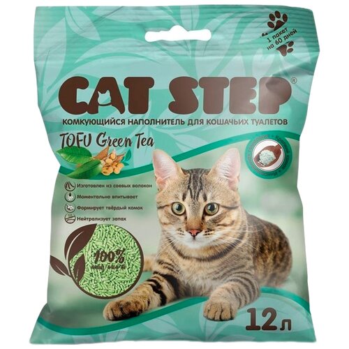 Комкующийся наполнитель Cat Step Tofu Green Tea, 12л