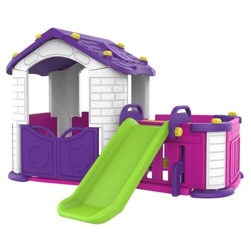 Домик Toy Monarch Big House with Slide CHD-354, белый/фиолетовый/розовый игровые домики toy monarch игровой домик с забором и горкой