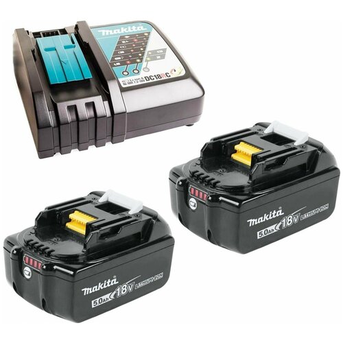 Комплект Makita Аккумулятор BL1850B Li-ion 5Ah 18V х2шт + ЗУ DC18RC 191L74-5 аккумулятор makita 191l74 5 18в 5ач li ion 18в с зарядным устройством в комплекте 2 шт