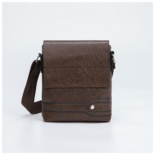 фото Планшет мужской, отдел на молнии, наружный карман, длинный ремень, цвет коричневый textura