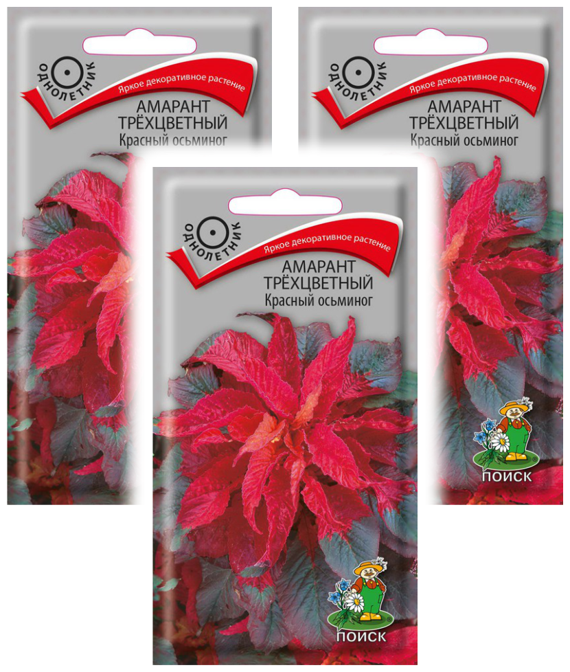 Комплект семян Амарант трехцветный Красный осьминог однолет. х 3 шт.