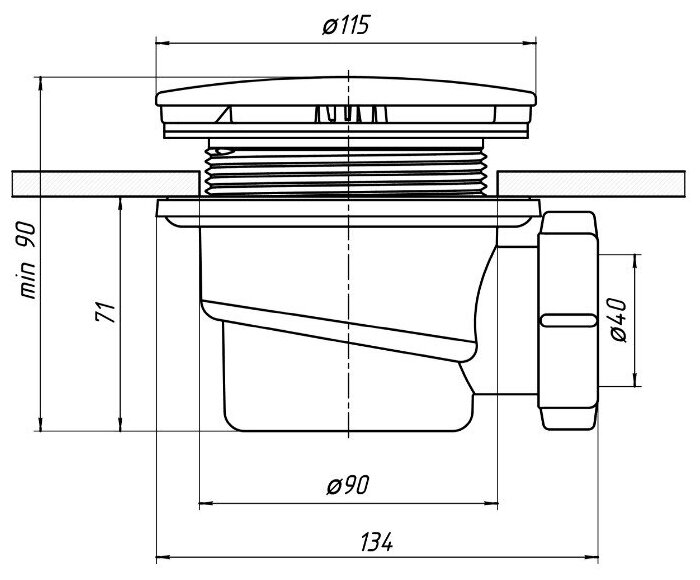 Сифон для душевого поддона 1 1/2*90 Е320VAL 65151 - фотография № 2