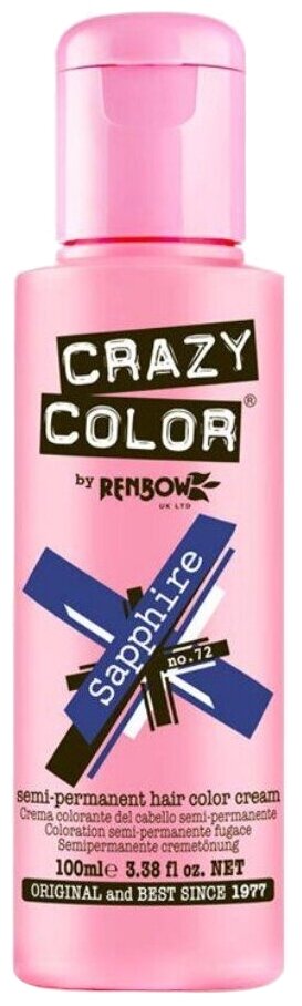 Crazy Color Краситель прямого действия Semi-Permanent Hair Color Cream, 72 sapphire, 100 мл