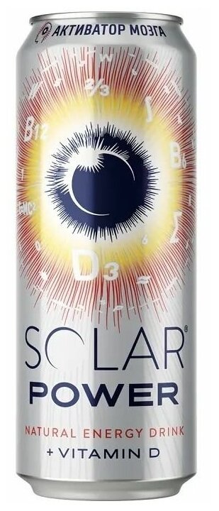 Энергетический напиток Solar Power (Солар Пауэр) Brain Boost (Активатор мозга) 0,45 л х 24 банки - фотография № 4