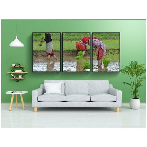 фото Набор модулных постеров для интерьера "непал, непальский, женщины" 60x90 см. в тубусе, без рамки lotsprints