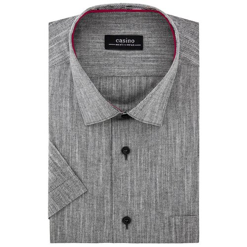 фото Рубашка мужская короткий рукав casino c330/051/42013/zs/c/1p*, полуприталенный силуэт / regular fit, цвет серый, рост 174-184, размер ворота 39