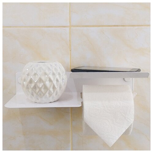 Держатель для туалетной бумаги белый с двумя полками. V5-W