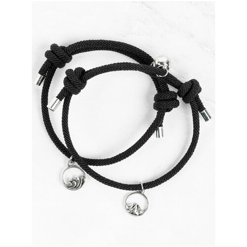 Парные браслеты с магнитами Море и горы черный