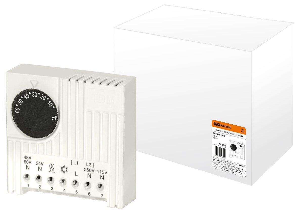 Термостат от -20 до +60°С NO-NC 10-5A 230В TDM ELECTRIC