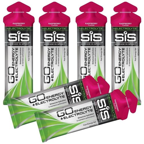 Гель питьевой SCIENCE IN SPORT (SiS) Go Energy + Electrolyte Gels 6 x 60 мл + электролит, Малина