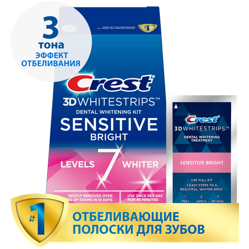 Купить Crest 3D Whitestrips Sensitive Bright – Отбеливающие полоски для зубов, розовый, Полоскание и уход за полостью рта