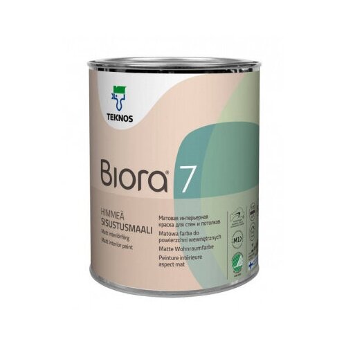 Краска акриловая TEKNOS Biora 7 влагостойкая моющаяся матовая бесцветный 0.9 л