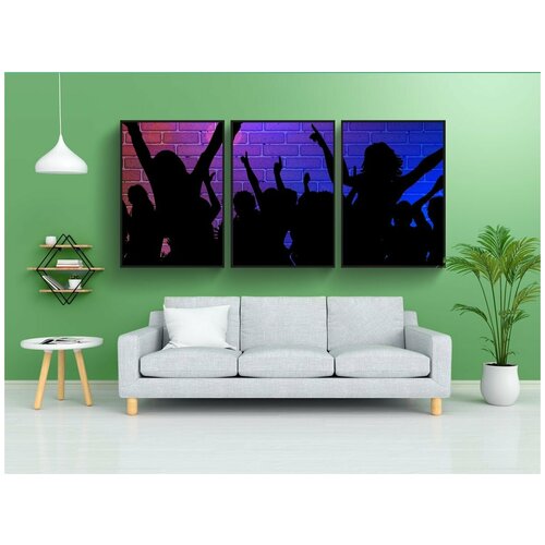 фото Набор модулных постеров для интерьера "силуэт, девочка, танцевать" 60x90 см. в тубусе, без рамки lotsprints