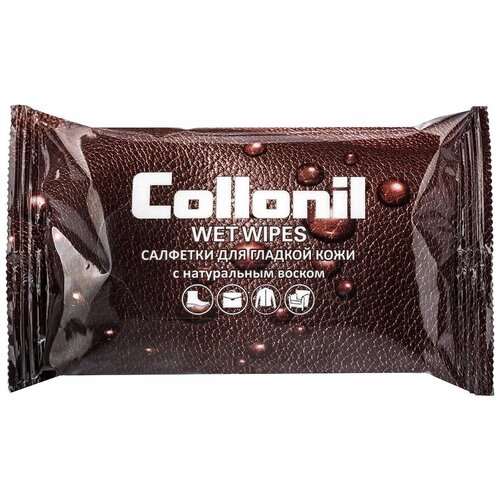 Влажные салфетки для ухода за гладкой кожей с натуральным воском Collonil Wet Wipes 15 шт.