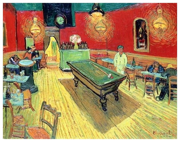 Репродукция на холсте Ночное кафе (Night Cafe) Ван Гог Винсент 64см. x 50см.