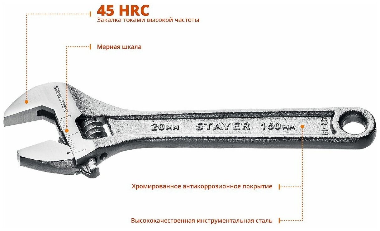 Разводной ключ STAYER MAX-Force 150 20 мм (2725-15_z01)