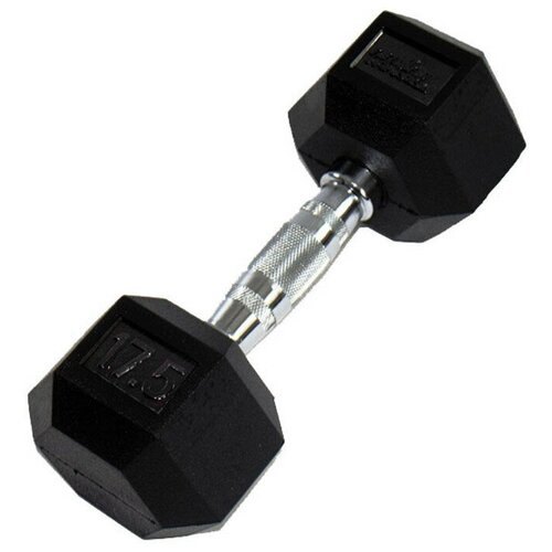 Гантель гексагональная Perform Better Rubber Encased Hex Dumbbells 17,5 черный