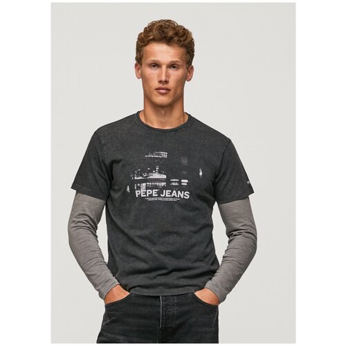 футболка для мужчин, Pepe Jeans London, модель: PM508487, цвет: черный, размер: 52(XL)