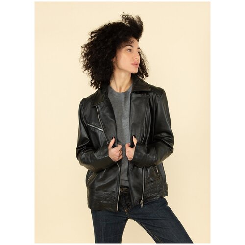 фото Кожаная куртка 234, каляев, размер 54, синий