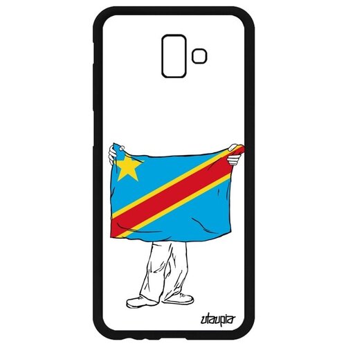 фото Противоударный чехол для мобильного // galaxy j6 plus 2018 // "флаг конго киншаса с руками" страна стиль, utaupia, белый