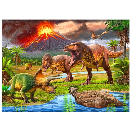 рыжий кот пазл динозавры 160 элементов Пазл Рыжий кот «Мир динозавров №15» (160 элементов)