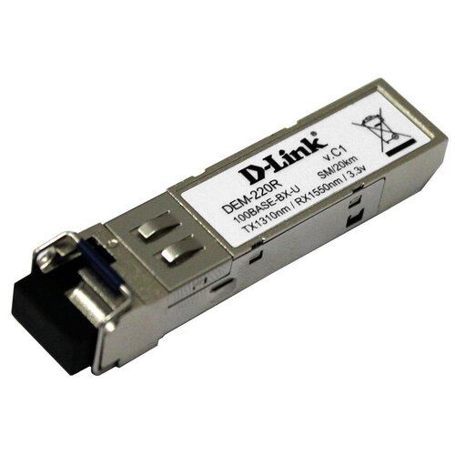 Медиаконвертер сетевой D-link DEM-220R (SFP-трансивер) промышленный sfp трансивер d link s380zx a1a с 1 портом 1000base zx для одномодового оптического кабеля до 80 км