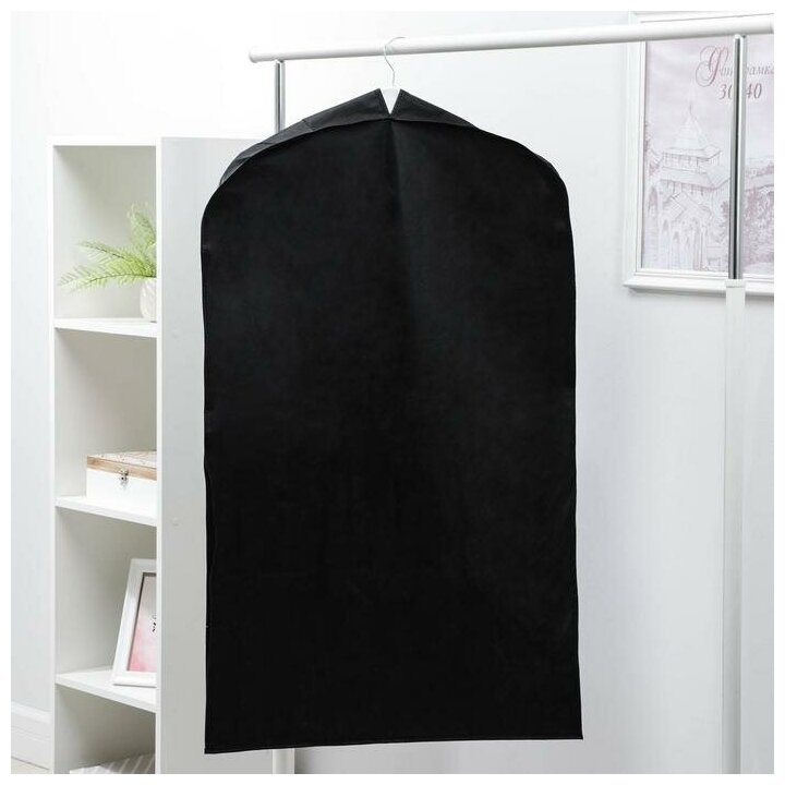 Чехол для одежды зимний, 100x60x10 см, спанбонд, цвет черный - фотография № 4