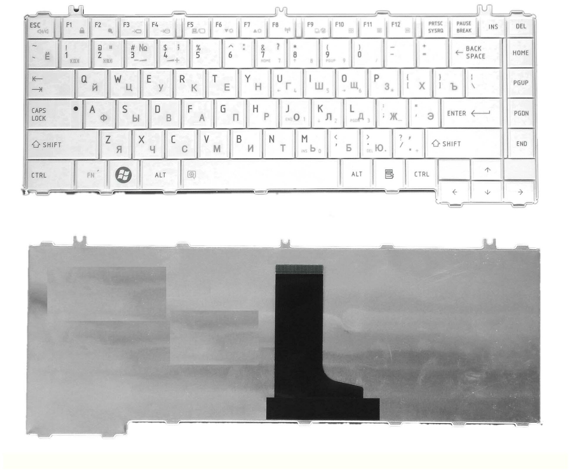 Клавиатура для ноутбука Toshiba Satellite C600 C640 C645 C645D L600 L600D L630 L635 L640 L640D L645 L645D белая 770₽