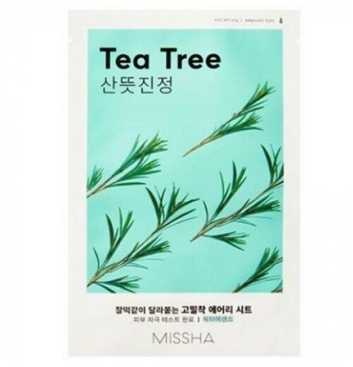 Missha Маска успокаивающая тканевая Airy Fit Sheet Mask Теа Tree с экстрактом чайного дерева, 19 г