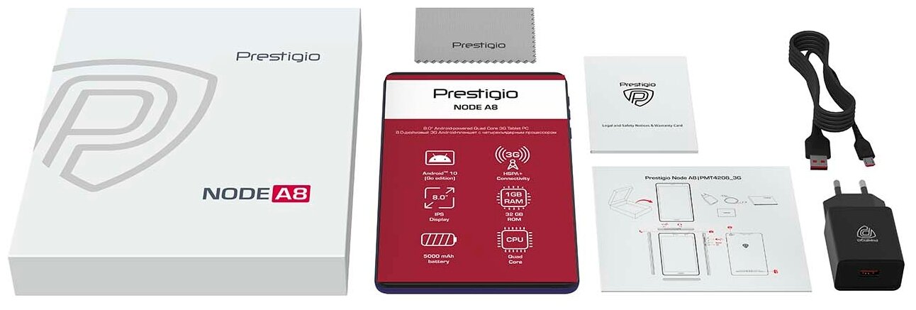 Планшет PRESTIGIO Node A8, 1GB, 32GB, 3G, Android 10.0 Go серый [pmt4208_3g_e_ru]