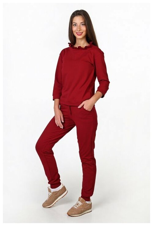 Костюм Милана, свитшот и брюки, прямой силуэт, размер 56, красный