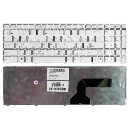 Клавиатура для ноутбука Asus 04GNV32KUI00, русская, белая рамка, белые кнопки