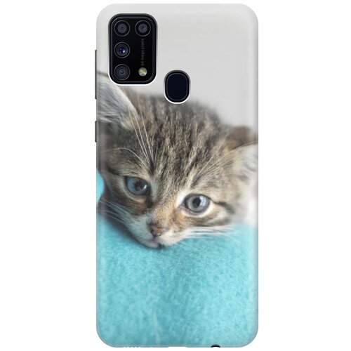 фото Ультратонкий силиконовый чехол-накладка для samsung galaxy m31 с принтом "котенок на пледе" gosso