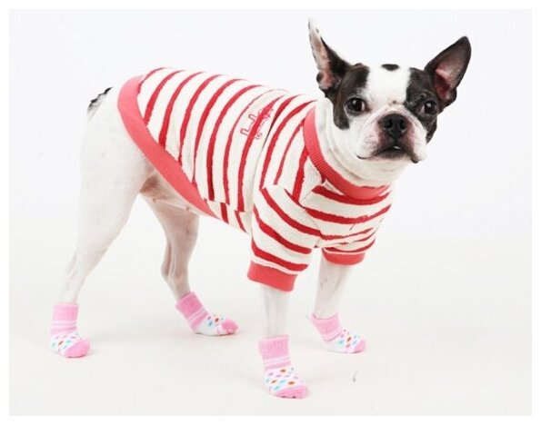 PUPPIA Носки для собак "Polka Dot II", розовые, S (Южная Корея) - фото №3