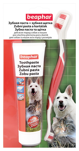 Зубная щётка + паста для собак и кошек Beaphar NEW со вкусом печени д100г - фотография № 13