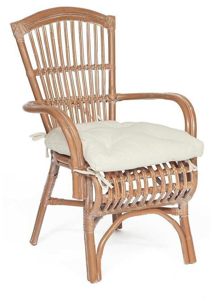 Кресло TetChair Levy,натуральный ротанг, 60х62х95см, натуральный/white wash - фотография № 2