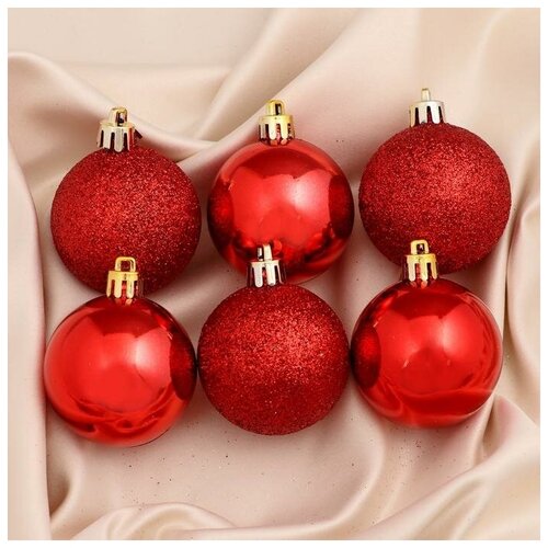 фото Набор шаров пластик d-5 см, 12 шт "глянцевый блеск" красный зимнее волшебство