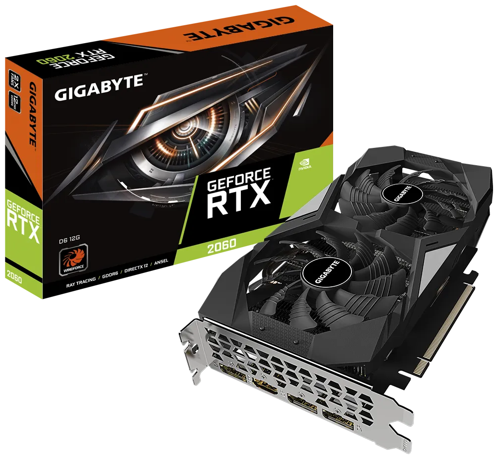 Видеокарта NVIDIA GeForce RTX2060 Gigabyte D6 12Gb (GV-N2060D6-12GD) PCI-E 3.0, ядро - 1650 МГц, память - 12 Гб GDDR6 14000 МГц, 192 бит, HDMI, 3xDisplayPort, - фотография № 8